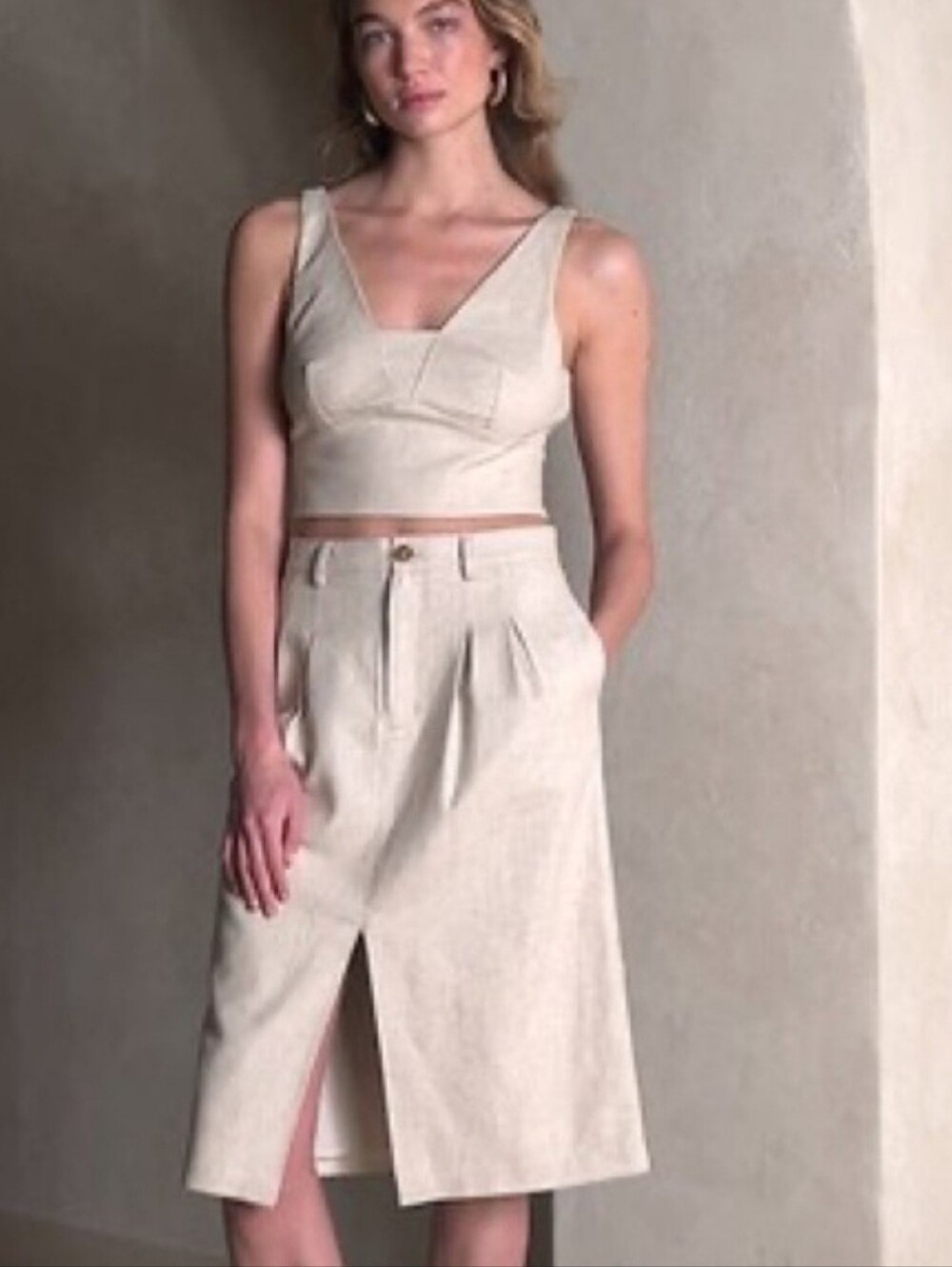Banana Republic Linen-Blend Midi Skirt
